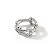 JOHN HARDY Diamond & Sterlinf Silver Surf Link Ring